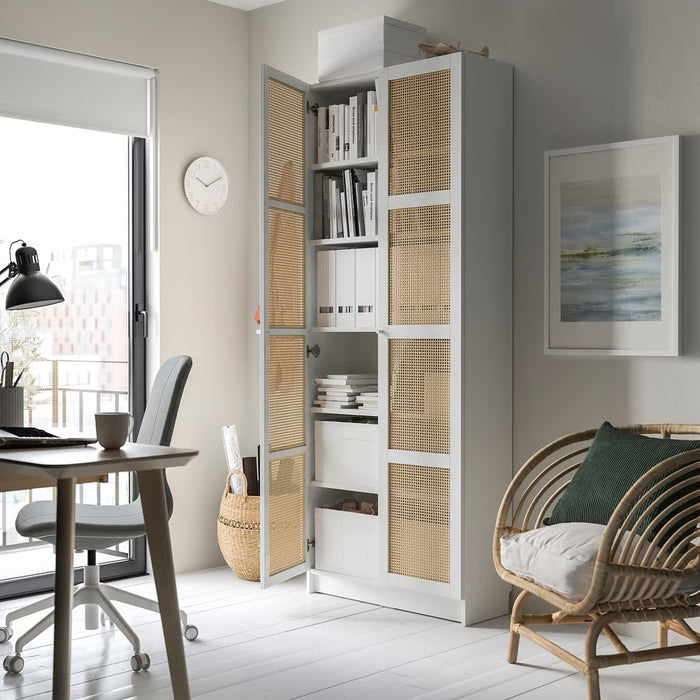 HOGADAL Door, White/woven bamboo, 40x192cm