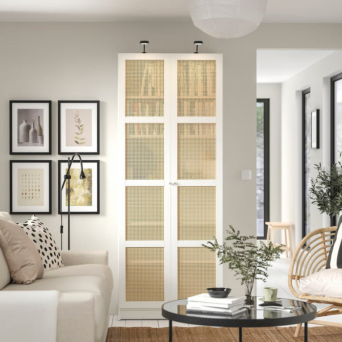 HOGADAL Door, White/woven bamboo, 40x192cm