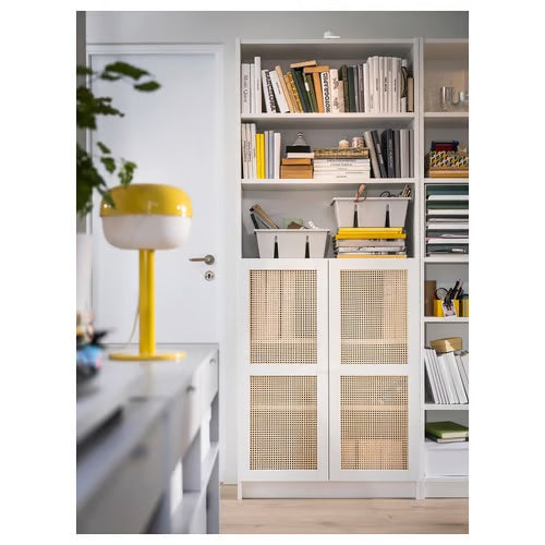 HOGADAL Door, white/woven bamboo, 40x97cm
