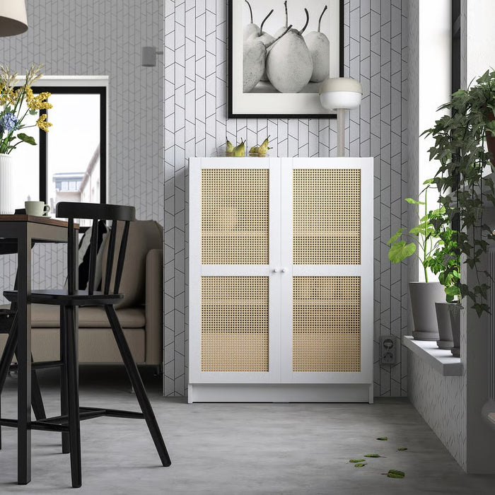 HOGADAL Door, white/woven bamboo, 40x97cm