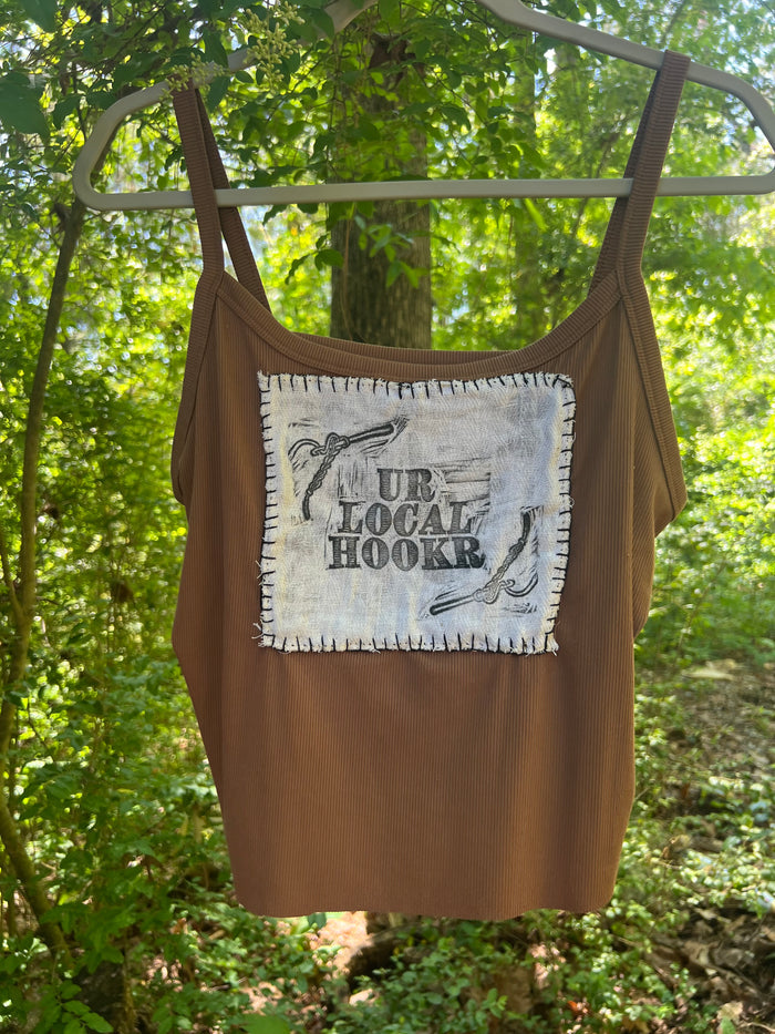 hookr merch - brown tank top