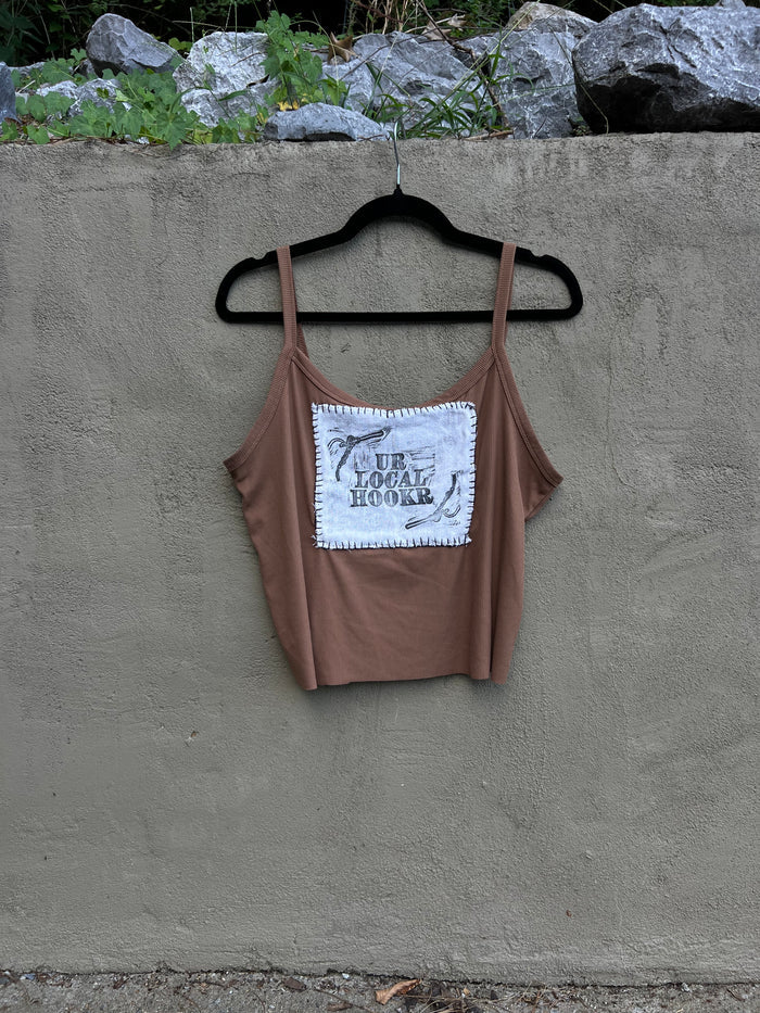 hookr merch - brown tank top