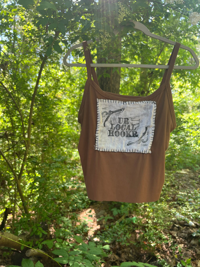 hookr merch - brown tank top