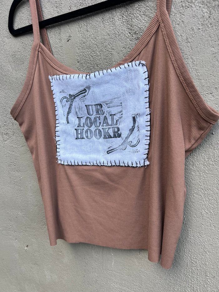 hookr merch - brown tank top