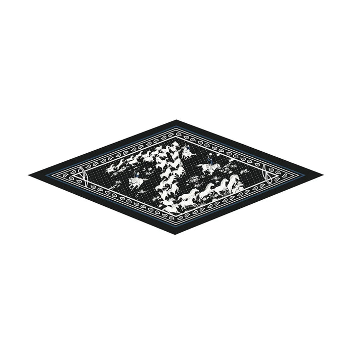 Horses Black Silk Diamond Scarf