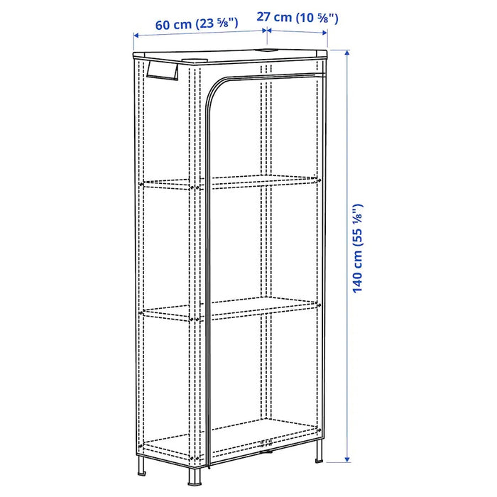 HYLLIS Shelving unit with transparent cover, 60x27x140cm