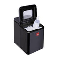 A black Sensio Home ice cube maker countertop machine with a clear lid, containing a transparent ice basket filled with ice cubes. - Buy Now Ice Cube Maker Countertop Machine