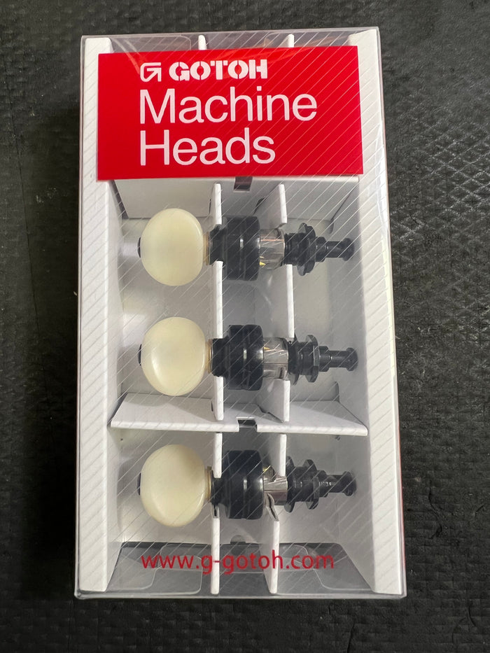 Gotoh UPTL Planetary Tuners w/Long Shaft -  Black w/Ivory Buttons - Set of 4 - Aloha City Ukes