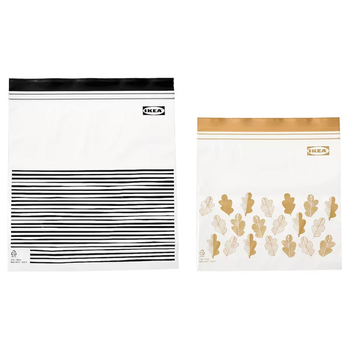 ISTAD Resealable bag, Patterned black/yellow, 25pcs x 2.5L & 25pcs x 1.2L