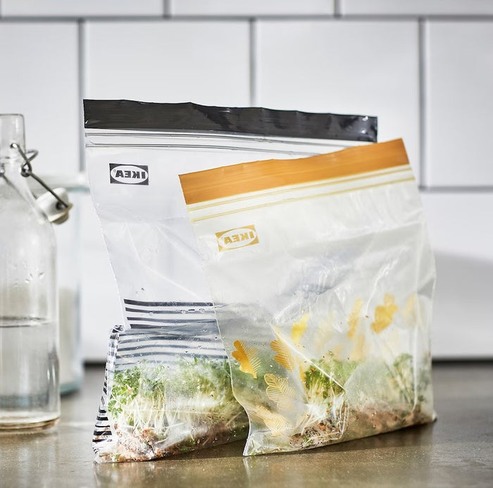 ISTAD Resealable bag, Patterned black/yellow, 25pcs x 2.5L & 25pcs x 1.2L
