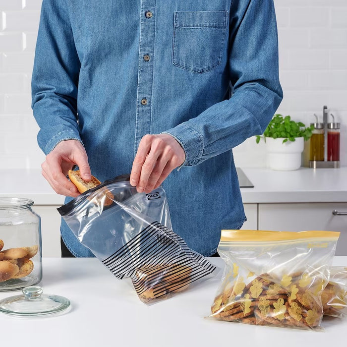 ISTAD Resealable bag, Patterned black/yellow, 25pcs x 2.5L & 25pcs x 1.2L