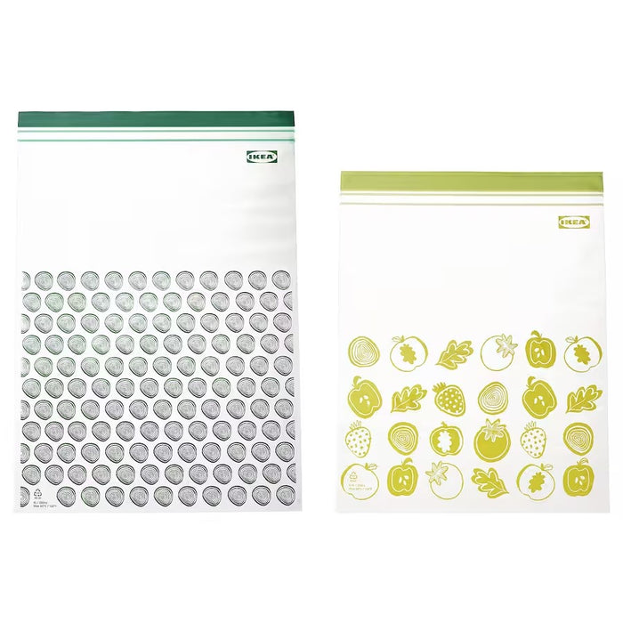 ISTAD Resealable bag, Patterned/green, 15pcs x 6l & 15pcs x 4.5l