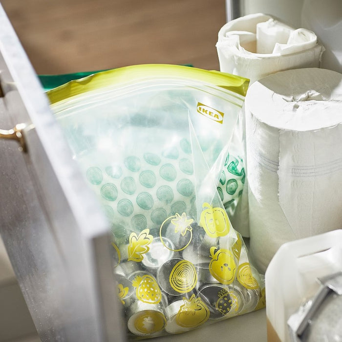 ISTAD Resealable bag, Patterned/green, 15pcs x 6l & 15pcs x 4.5l