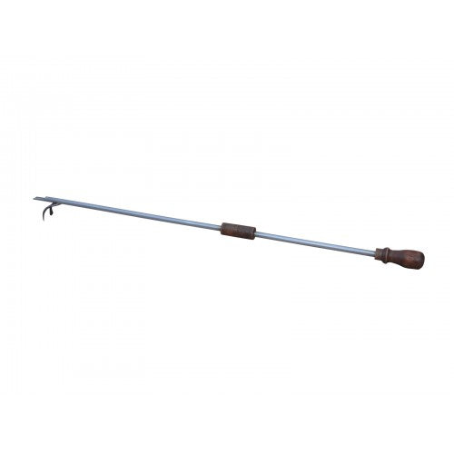 metal fire poker with wooden handle and tapered tip for stoking barbecues and garden fire pits