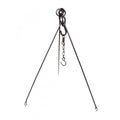 Bamboo tripod plant support with three canes tied at top for climbing beans and peas, natural finish