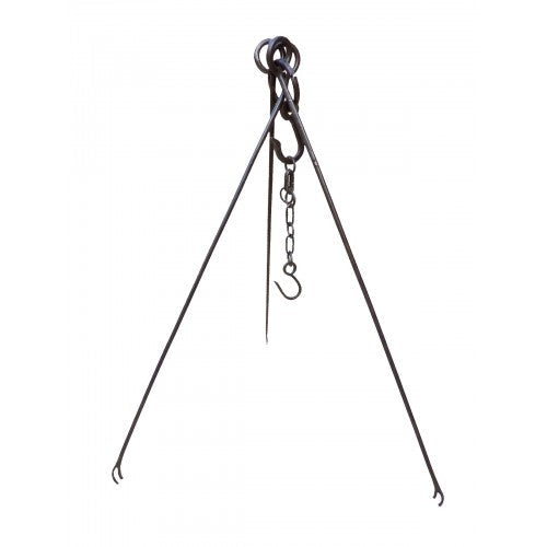 Bamboo tripod plant support with three canes tied at top for climbing beans and peas, natural finish
