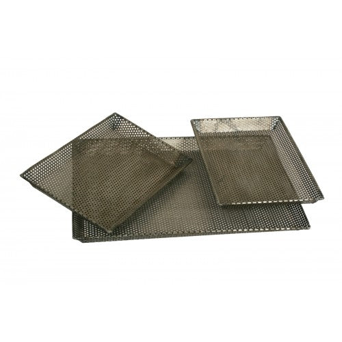 Set of heavy-duty non-stick grill trays for BBQ and oven, ribbed surface for even grilling