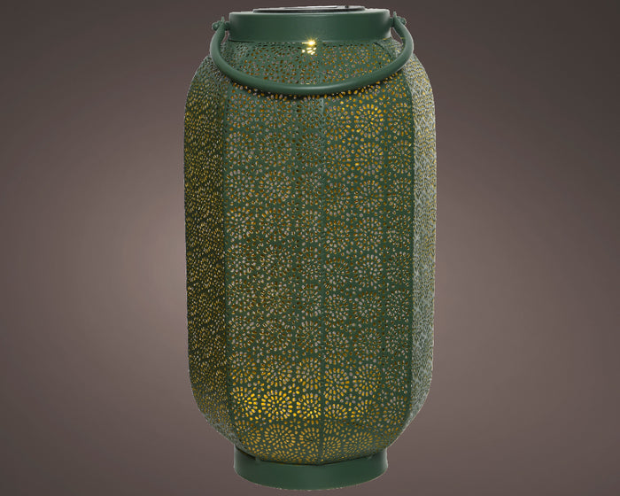 Tall solar-powered garden post lantern with warm LED for path lighting