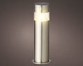 Solar-powered garden stake light with stainless steel finish and warm LED, ideal for paths, patios and borders