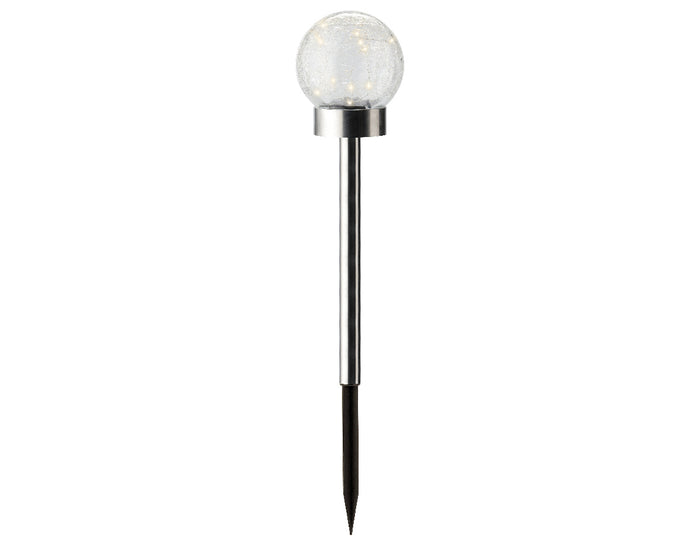Decorative solar glass garden globe on stake with multicolour LED lights