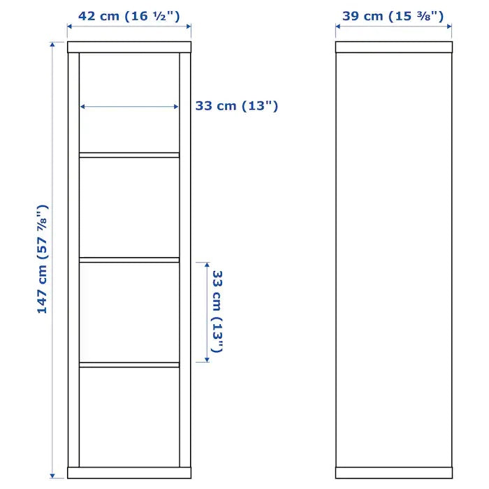 KALLAX 1x4, 42x147cm, White stained oak effect