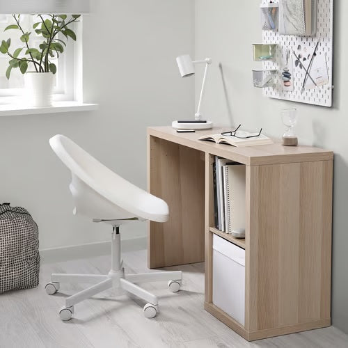 KALLAX Desk, White stained oak effect, 111x39cm