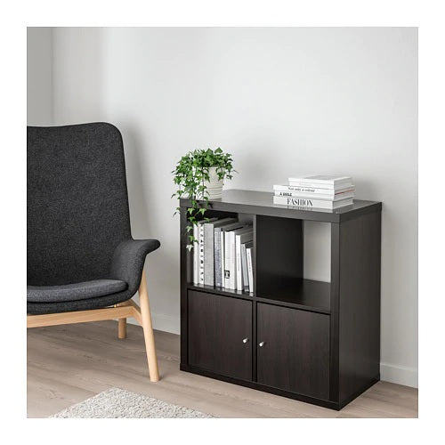 KALLAX insert with door, Black-brown