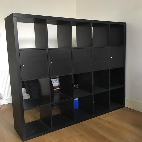 KALLAX insert with door, Black-brown