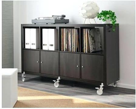 KALLAX insert with door, Black-brown