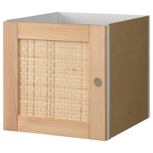 KALLAX Insert with door, Pine/woven poplar, 33x33cm