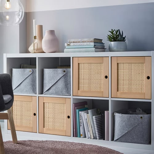 KALLAX Insert with door, Pine/woven poplar, 33x33cm
