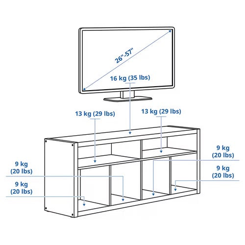 KALLAX TV bench, White, 147x60cm