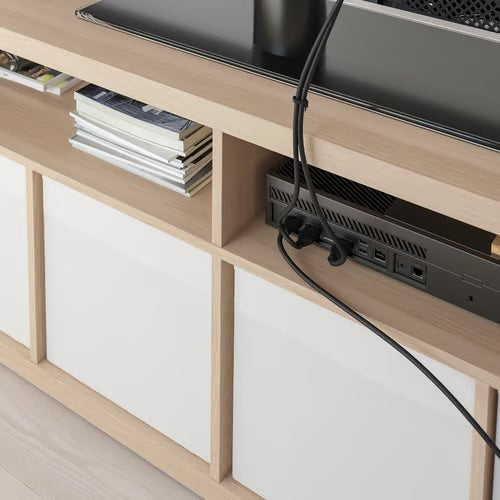 KALLAX TV bench, White stained oak effect, 147x60cm