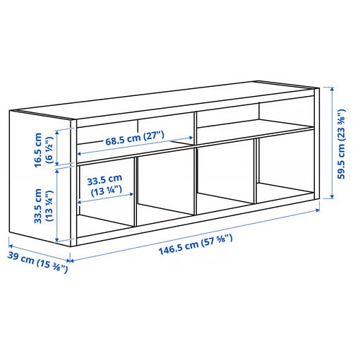 KALLAX TV bench, White stained oak effect, 147x60cm