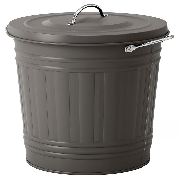 KNODD Bin with lid, Grey, 16l