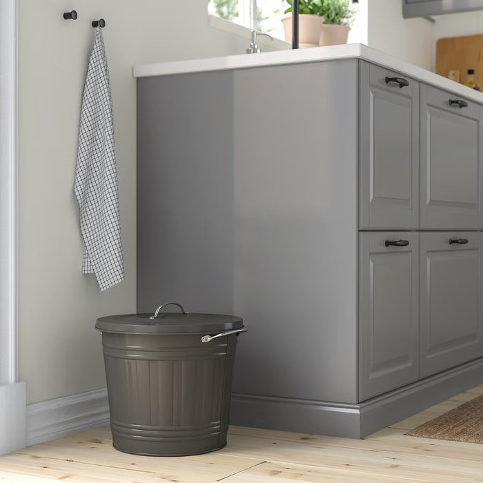 KNODD Bin with lid, Grey, 16l
