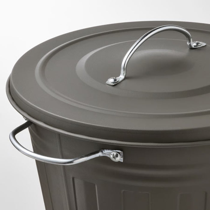 KNODD Bin with lid, Grey, 16l