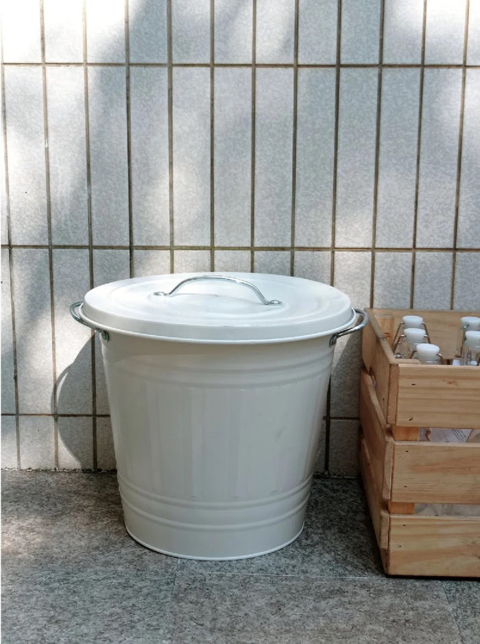 KNODD Bin with lid, White, 40l