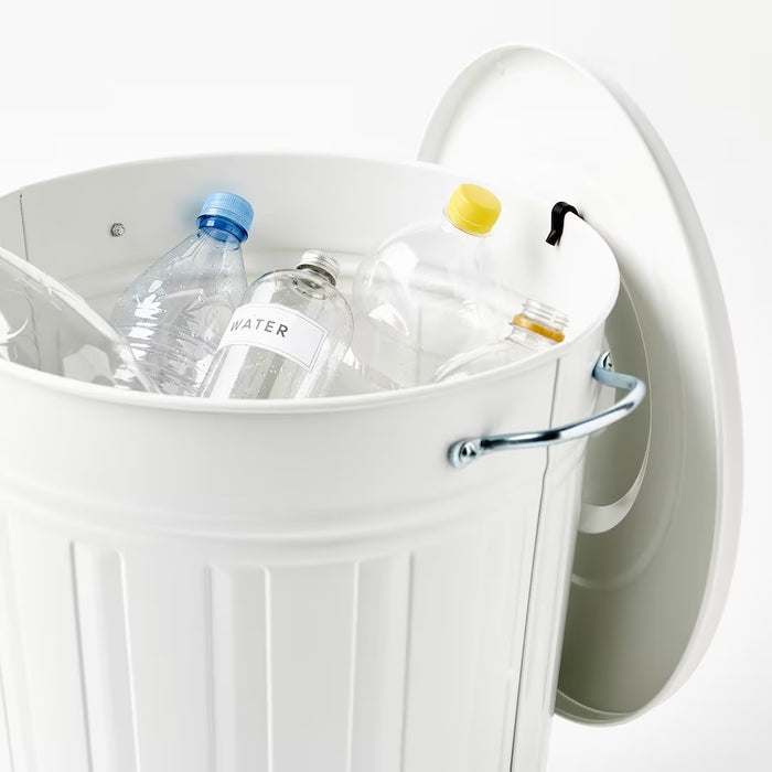 KNODD Bin with lid, White, 40l