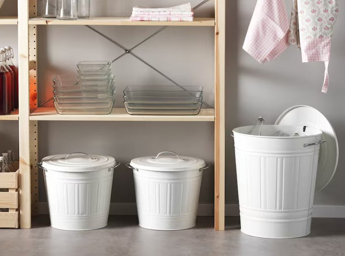 KNODD Bin with lid, White, 40l