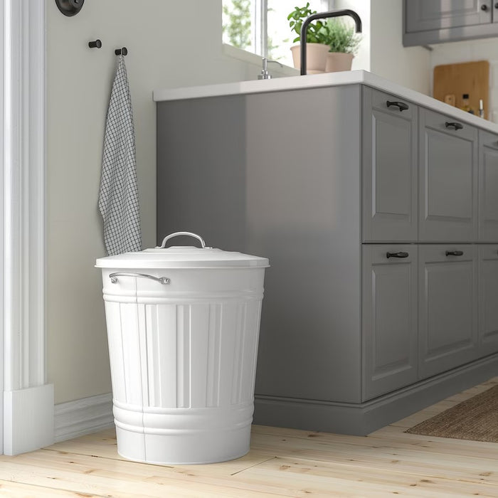 KNODD Bin with lid, White, 40l