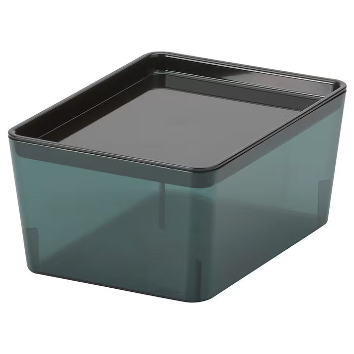 KUGGIS Box with lid, 13x18x8cm, Transparent black