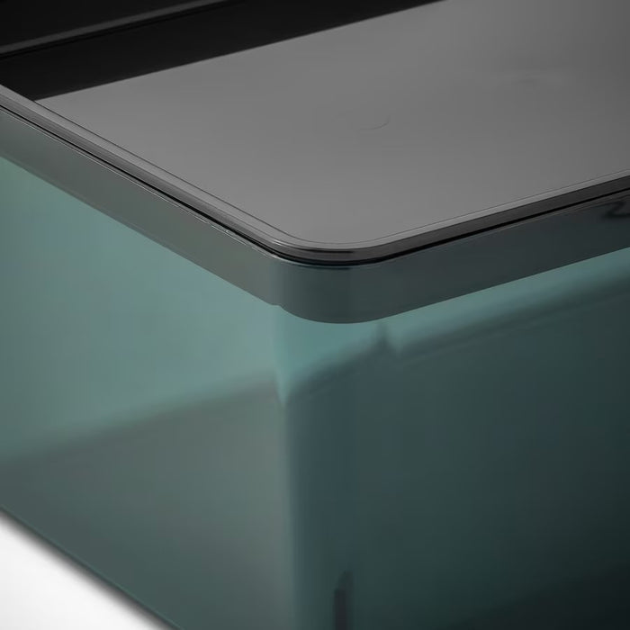 KUGGIS Box with lid, 13x18x8cm, Transparent black