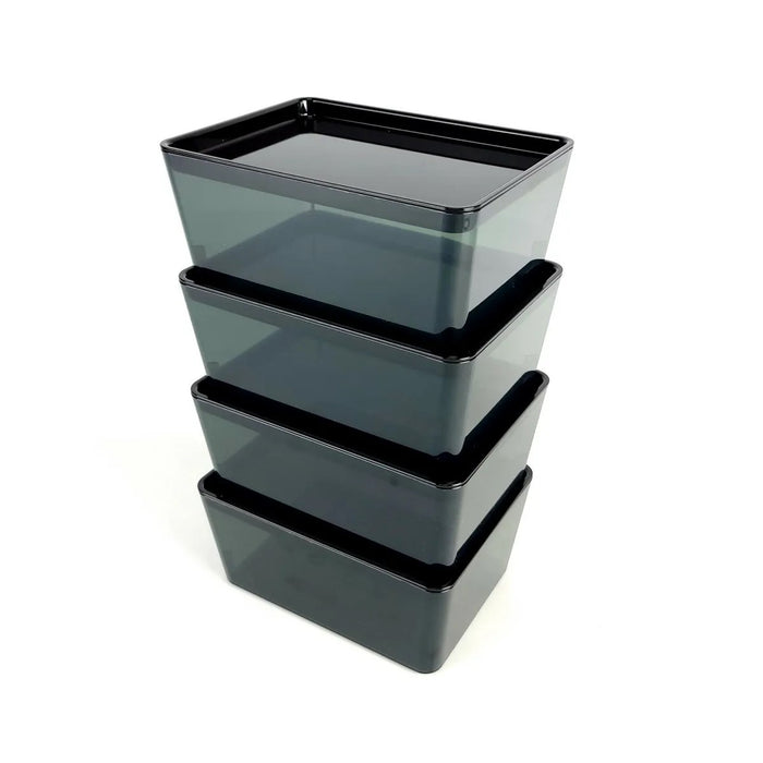KUGGIS Box with lid, 26x35x15cm, Transparent black