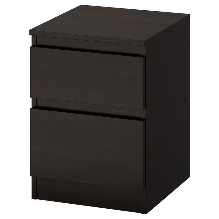 KULLEN Chest of 2 drawers/bedside table, Black-brown, 35x49cm