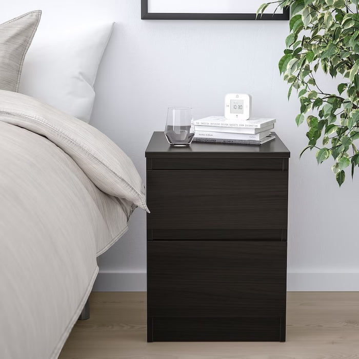 KULLEN Chest of 2 drawers/bedside table, Black-brown, 35x49cm