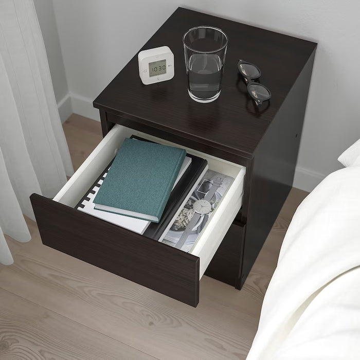 KULLEN Chest of 2 drawers/bedside table, Black-brown, 35x49cm