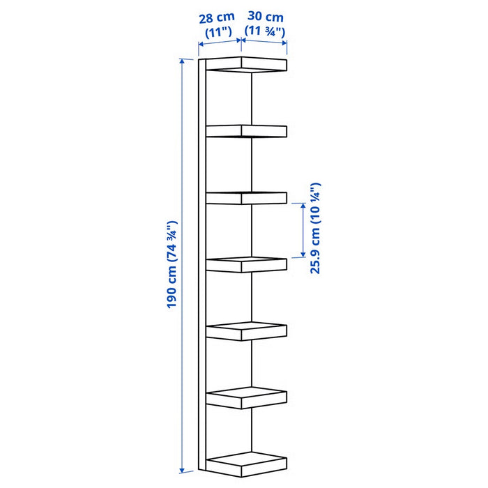 LACK Wall shelf unit, Black-brown, 30x190cm