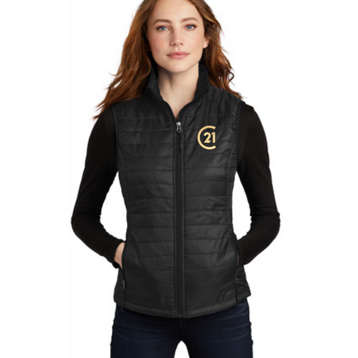 Ladies Black Packable Puffy Vest - C21®