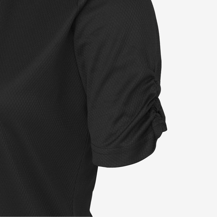 Ladies Black Ruched Sleeve Polo | New Season